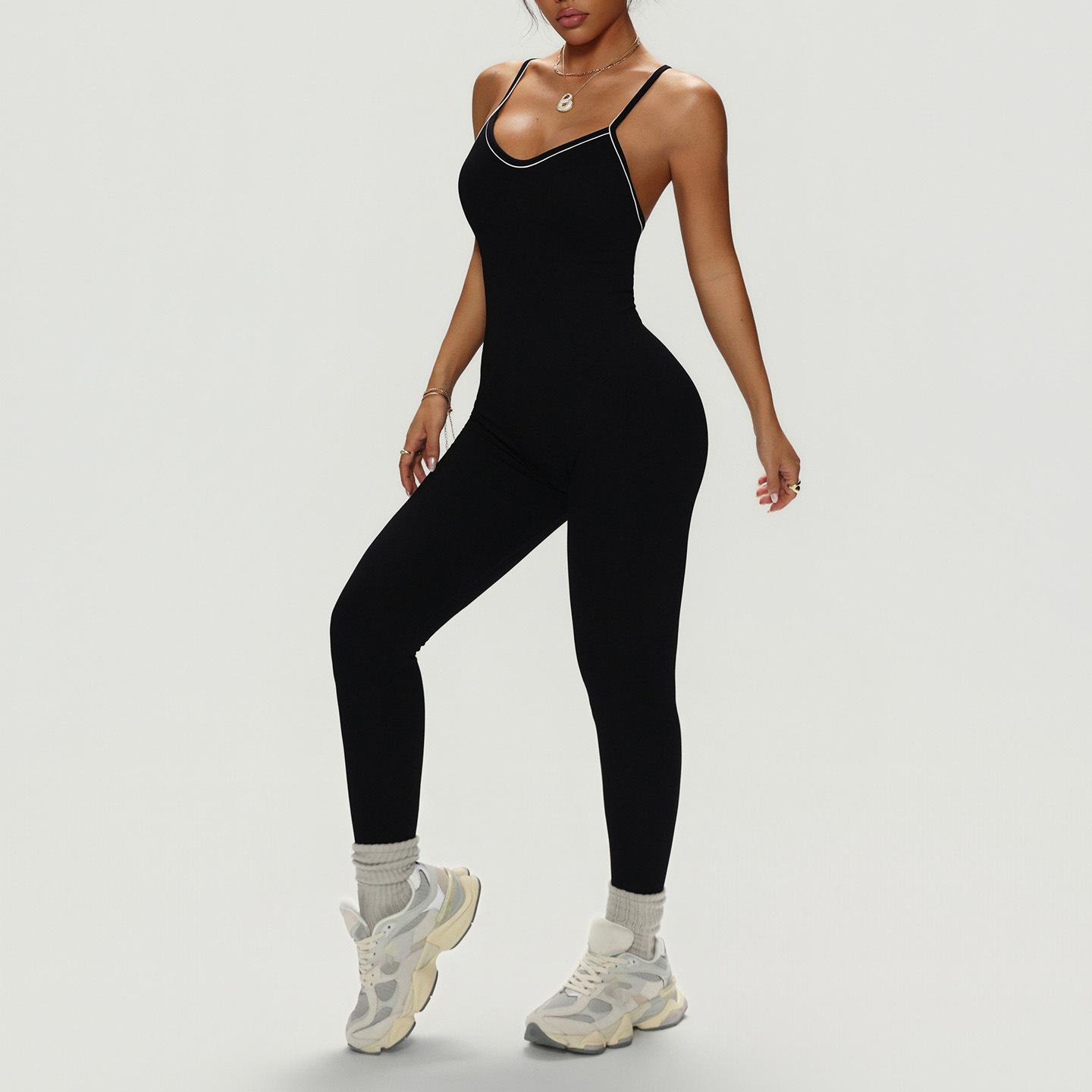 JYL Luxury Yoga Jumpsuit Cross Back Casual Sports Outfit S бездна