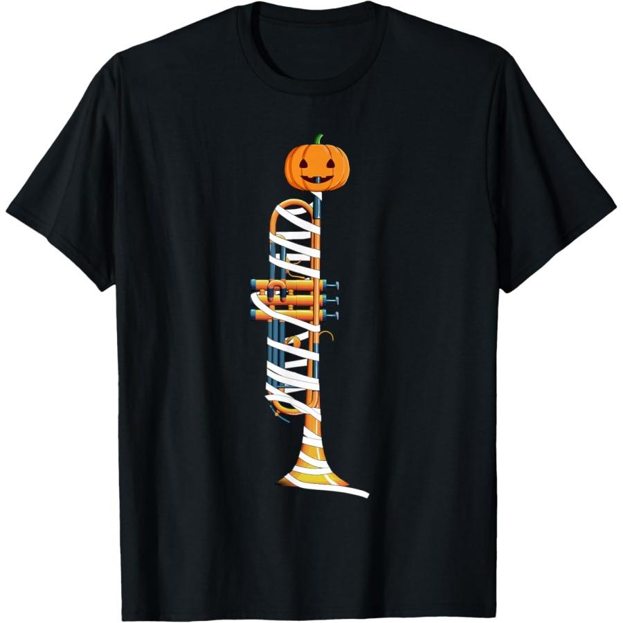 Pumpkin Trumpet Mummy Costume Halloween T-Shirt XXXXXL чёрный