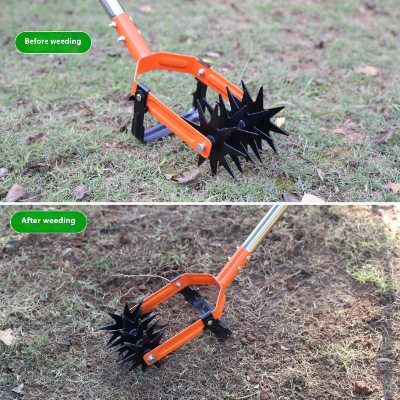 Manual Soil Tiller Featuring Adjustable Handle Length and Steel Blade for Back Friendly Gardening