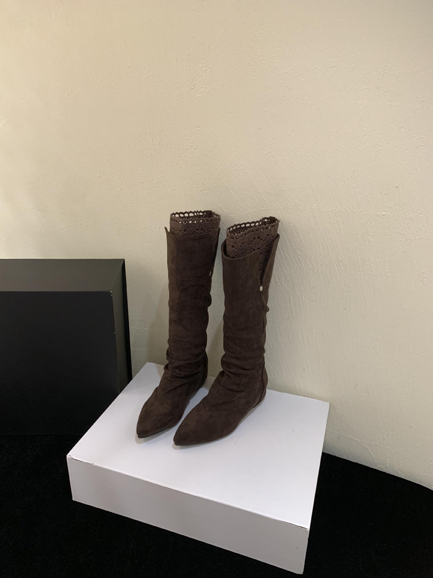 

Inner heightening pointed suede pile knight boots women s boots 2025 new autumn and winter thin medium boots 39 кавовий