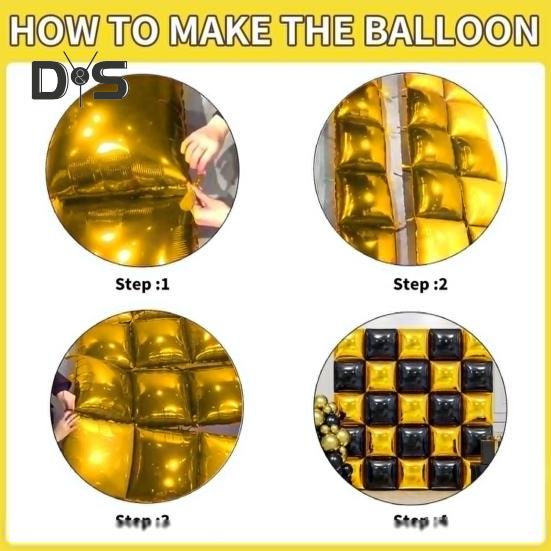 25Pcs Square Foil Metallic Balloons Double Sided Balloon Wall Tunnel Wedding Graduation Backdrop Arch Garland Kit for Birthday Party