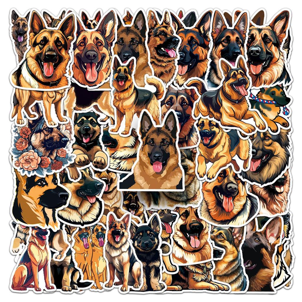 50 Photos of German Shepherd Personalized Dog German Shepherd Decoration Water Cup Luggage Skateboard Creative Cartoon Stickers