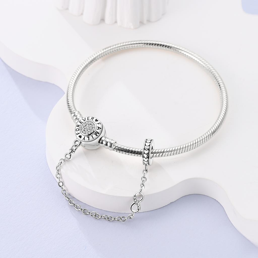 925 Silver Original Snake Chain Clasp Bead Bracelets Fit Charms DIY Jewelry For Women