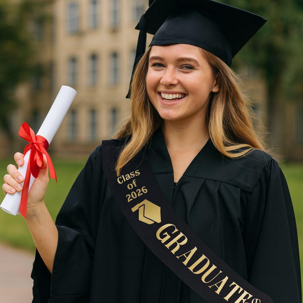 Black White Graduation Sash Belts Class of 2026 Bachelor Sash Congratulations Straps  Photo Props