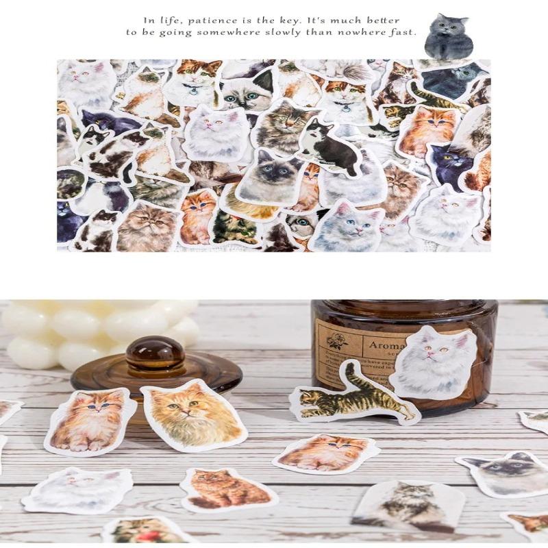 46Pcs Cute Cat Diary Decorative Boxed Stickers Kawaii Pets Scrapbooking Label Diary Album Journal Planner Student Supplies