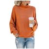 Autumn and Winter Women's Sweater Knitted Sweater Yarn Sweater Women's Curled Hem Pullover High Collar Bat Sleeve Solid Color Top