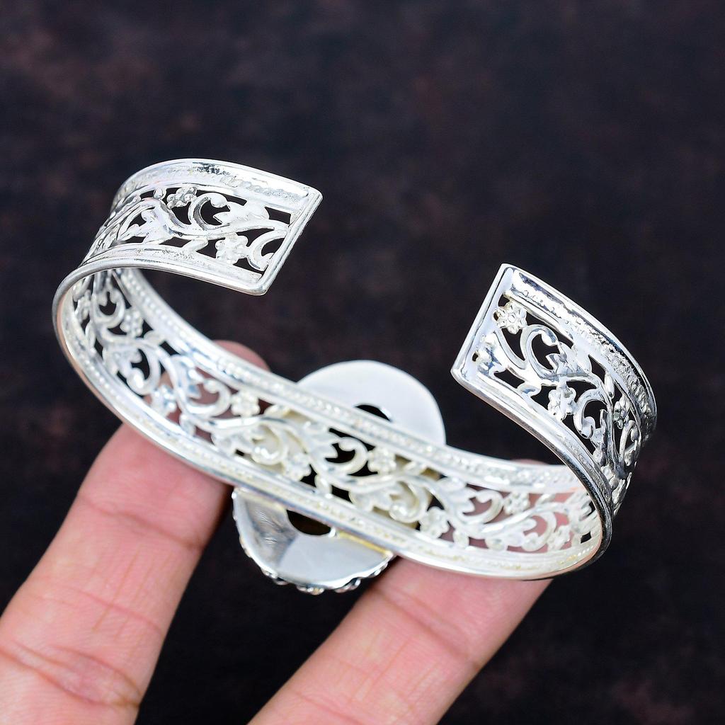 Bronzit Manschettenarmband 925er Sterling Silber Armreif Edelstein Schmuck verstellbarer Armreif Designer Manschettenarmband handgefertigter Schmuck Geschenke für Frauen