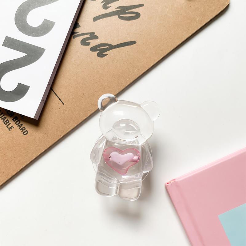 Creative Mobile Phone Airbag Bracket Transparent Love Bear Solid Color Simple Paste Retractable Airbag Mobile Phone Ring