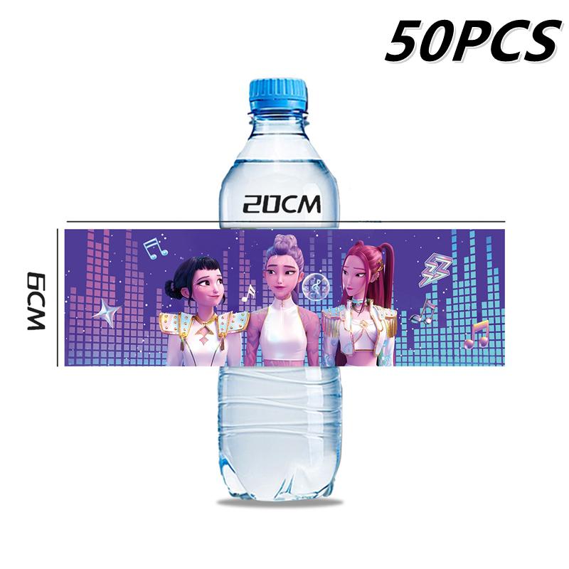 10~50 PIEZAS Etiqueta para Botella de Agua para Kpop Cazadores de Demonios Pegatina Decoración de Cumpleaños Fiesta de Bienvenida al Bebé Regalo Suministros para Fiesta de Niñas