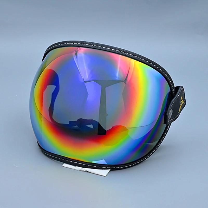 Retro Motorcycle Goggles Bubble Visor Outside Riding UV Protection Windshield Colorful Vintage for Half Face Helmets