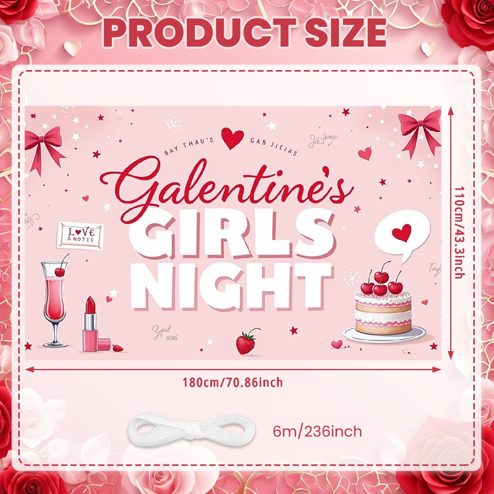

Girls Night Backdrop Pink Galentine s Banner Galentine s Party Banner Bow Design Ladies Party Banner For Girls