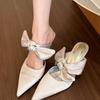 Fashion Spring New Baotou Slippers Women Fashion Pointy Shallow Mouth Butterfly Knot Anti-slip Wear-resistant Stiletto Heels