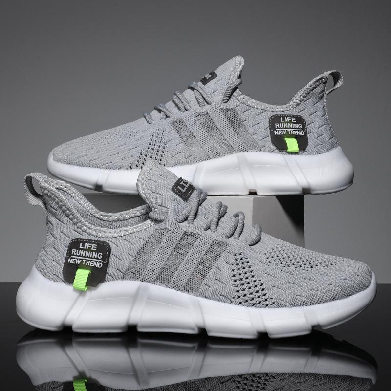 

Мужская обувь весна и лето новые сетчатые дышащие кроссовки для бега попкорн удобные мягкие подошвы летающие тканые кроссовки 46