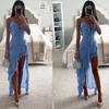 Irregular Dress2025 New European and American Women Clothes Sexy Sling Irregular Solid Dress Formal Dress