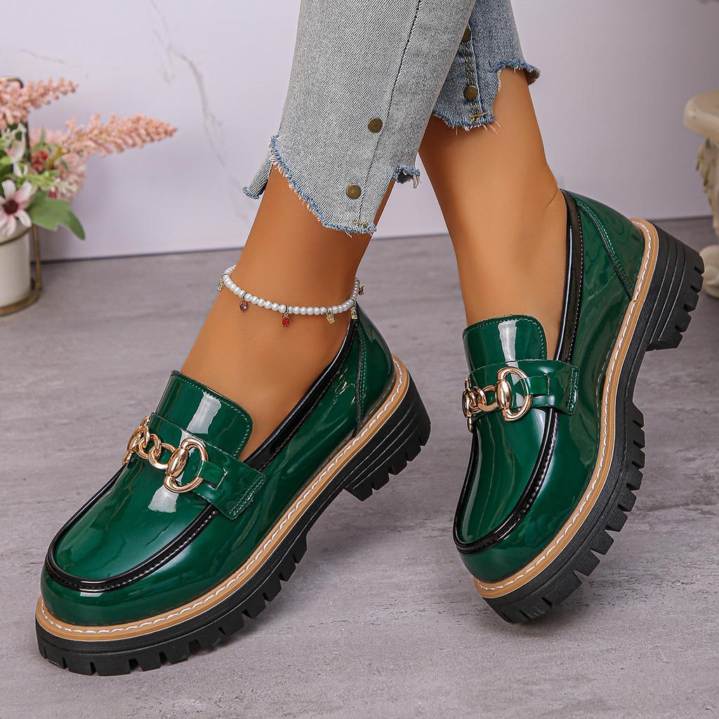 Fashion New Autumn Loafers for Women, Large-sized, Casual and Comfortable, British-style Women's Shoes with Thick Heels and Thick Soles