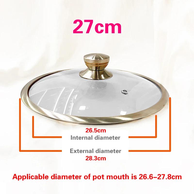 Edelstahl 16-32cm verdickter breiter Rand Perspektiven-Topfdeckel Glasdeckel für Haushalt Universal explosionsgeschützter Topfdeckel