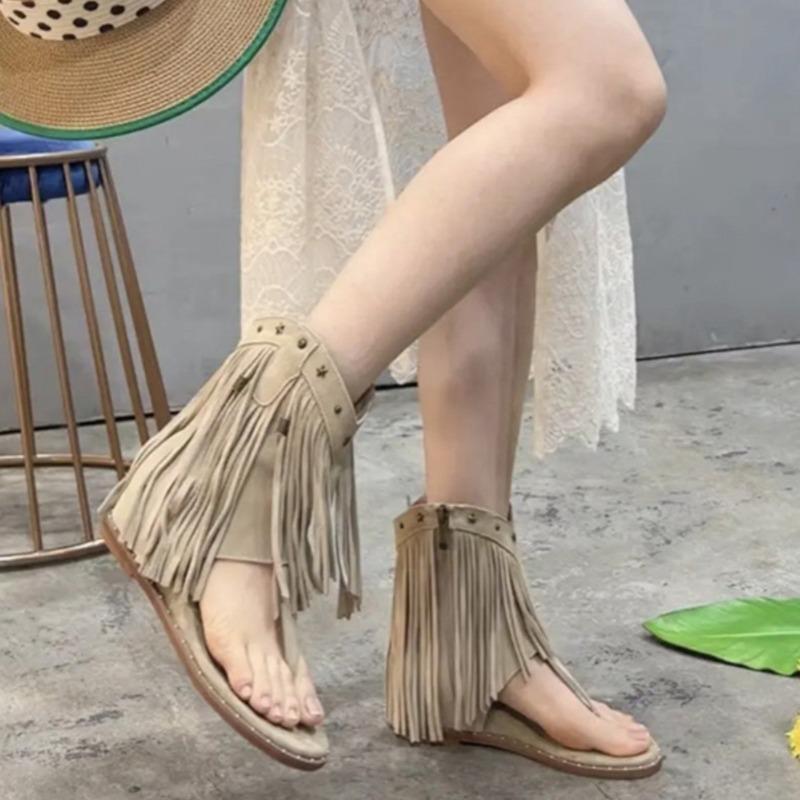 Fringed Shoes Rivet Sandals New Herringbone Insole Height-increasing Cool Boots