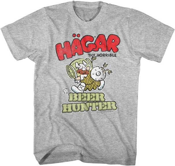 Hagar The Horrible Beer Hunter Running With Keg 1970s Comic Strip Men T Shirt XXXXL