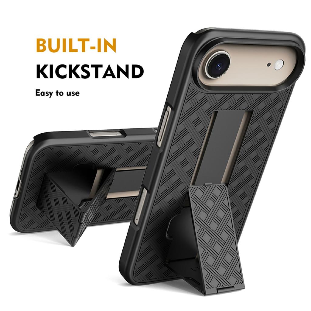 For iPhone Air Case PC + TPU Sliding Screen Cover Kickstand Phone Shell with Clip