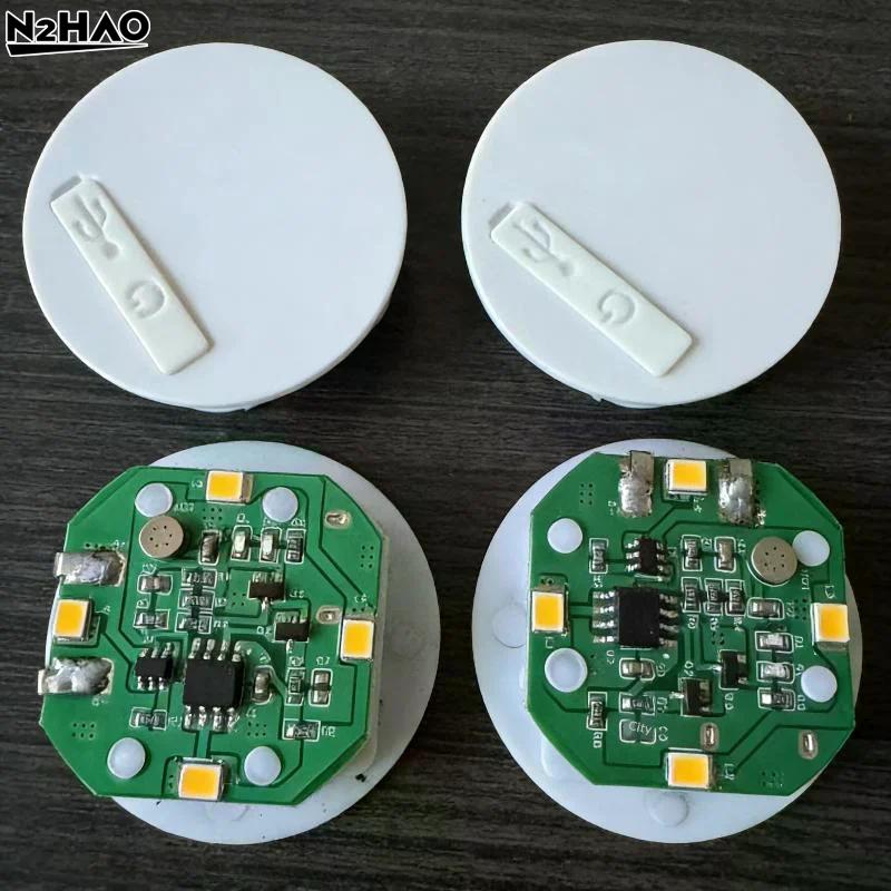 1*Plastic Tapping/Sound Control Lighting Toy 38mm Rechargeable LED Light Night Lamp DIY Dollhouse Accessories Wall Bedside Lamp
