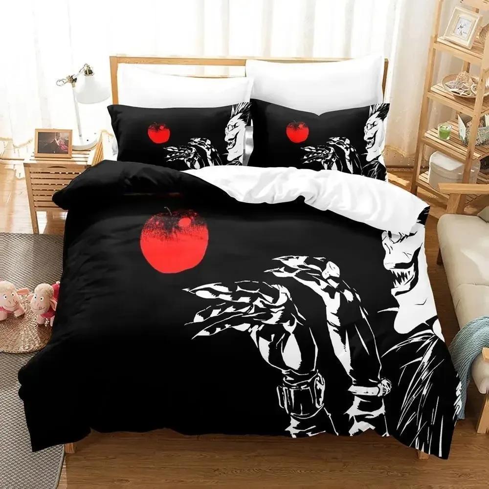 New Death Note Bedding Set Single Twin Full Queen King Size Bed Set Adult Kid Bedroom Duvet Cover Sets 3D Anime Bed Sheet Set