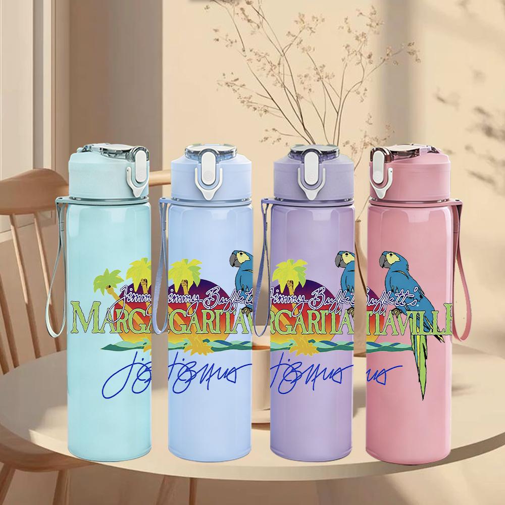 1PC Colorful Tropical Bird Floral Retro Print 750ml Portable Sports Water Bottle Leakproof Gym Outdoor Travel Drink Cup