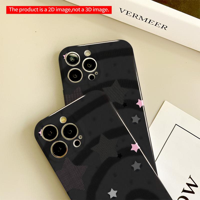2DFlat Pink Starry Night Design All inclusive film hard iPhone case, compatible with iPhone 18 Pro Max 17 16 15 14 13 12 11