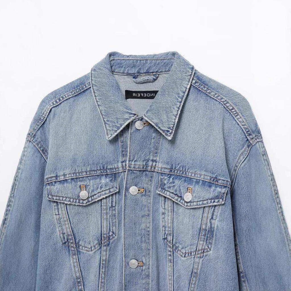 TAOP&ZA Spring/Summer Women's Commuter Denim Jacket with Turn-Down Collar and Long Pants