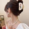 1pc Rose texture, milky white hair, hair clip, temperament, rose flower bun hair, shark clip hair accessory, new style