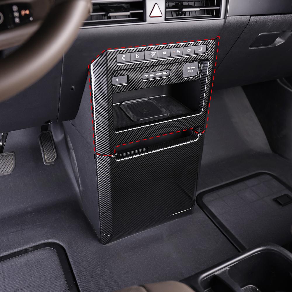 Pour Kia PV5 2025-2026 Conduite à gauche ABS 1 pièce Cache-port de charge rangée avant Garniture 2 pièces Cache-console centrale rangée avant Garniture Accessoires de voiture
