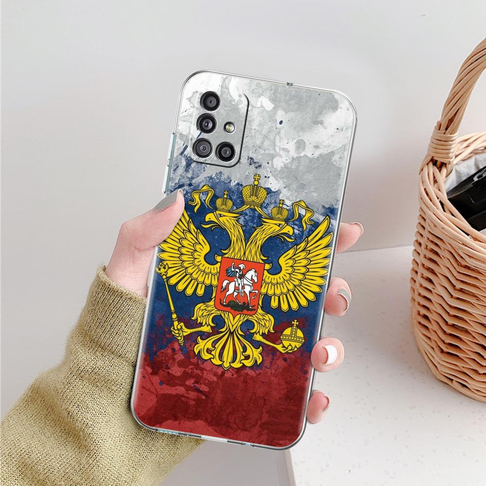 Phone Case For Samsung A15 A13 A35 A55 A51 A71 A41 A31 A21S A03S A05 A17 A23 A25 A33 A53 A73 5G A07 4G Clear Cover Russian Flag