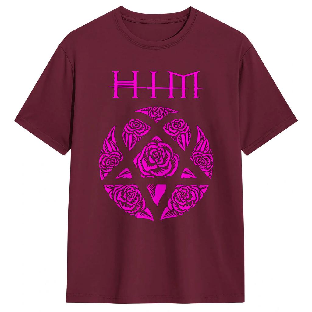 Unisexs TShirt Love Metal Band HIM Heartagram Vintage Cotton Tee Shirt Short Sleeve T Shirts Crewneck Clothing Plus Size