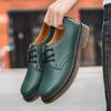 Mens British Retro Wide Round-Toe Derby Shoes Chunky Platform Casual Leather Boots Trendy Streetwear Footwear For Wide Feet