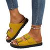Muffin and platform slippers women's year, Europe, America and summer new belt buckle word beach cool slippers women