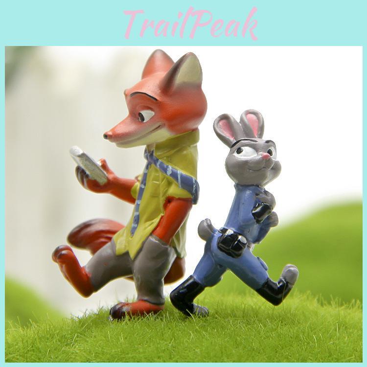 Judy Zootopia Nick Cartoon Rabbit Fox Mini Model Ornament For Landscape Decor