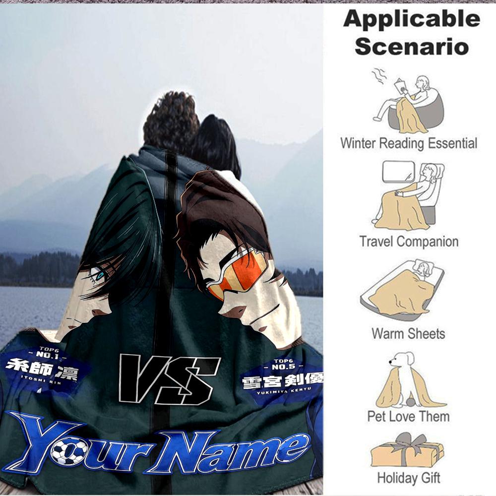 Custom 1Pc Anime Rivalry Showdown Fleece Flannel Blanket Soft Warm Cozy Office Throw For Bedroom Couch Travel Birthday Xmas Gift