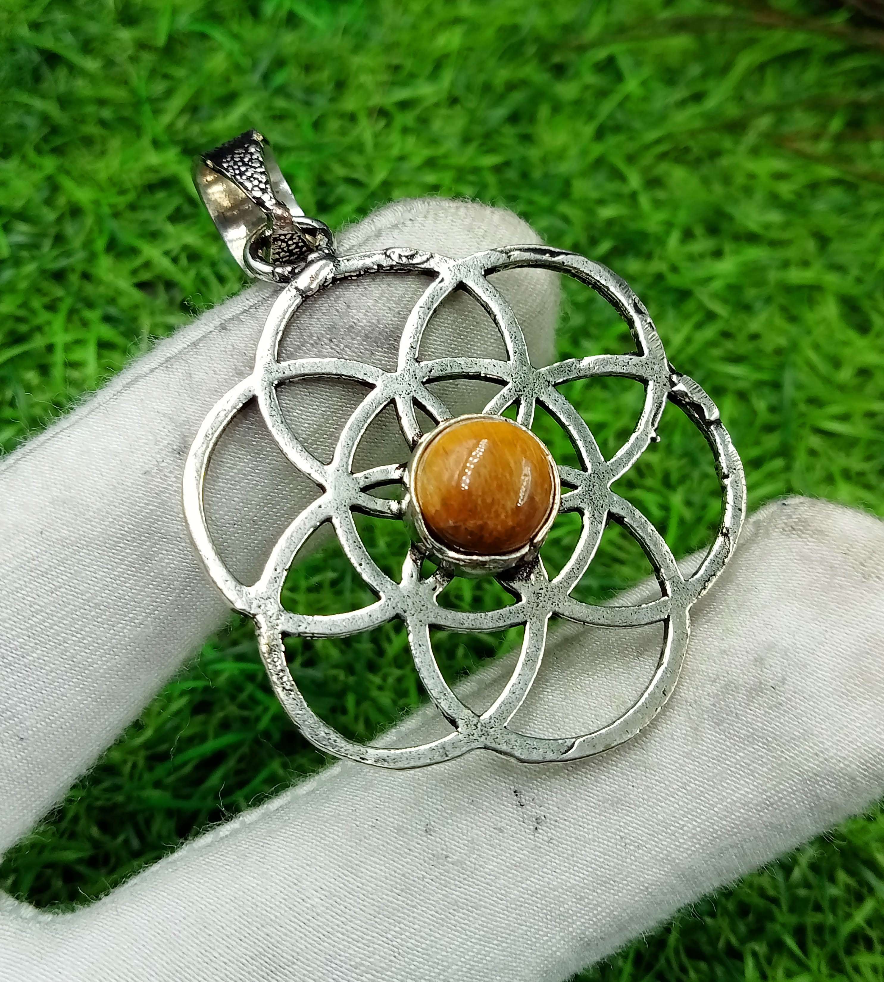 

Tiger s Eye Gemstone 925 Sterling Silver Plated Pendant DEP-65