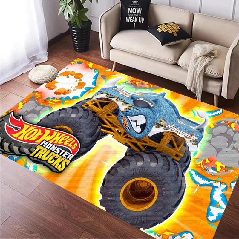 H-Hot Wheels-Themed Large Carpet Mat for Bedroom and Living Room Decor Stylish Area Rug Long Hallway Entryway Doormat Durable