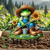 2D Flacher Frosch Gartendekoration Mit Strohhut Stiefeln Und Blumentopf, Ideal Für Rasen Hof Terrasse Garten Außenornament & Geschenk