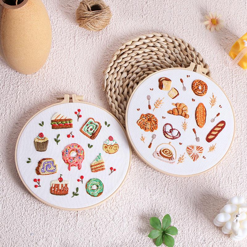 Bread Dessert Embroidery Handmade Diy Material Package Kit Needle And Thread Set New Product