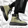 Yüksek Top çizmeler erkek deri ayakkabı moda motosiklet ayak bileği askeri bot erkekler için kışlık botlar erkek ayakkabıları dantel-up Botas Hombre