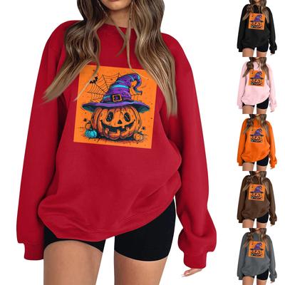 Women's Fashion Long Sleeve Printed Round Neck Pullover Top Sweatshirt