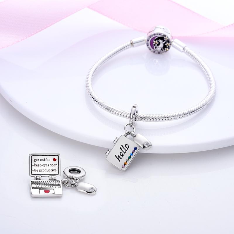 Charms Silber Bunt Zirkon Notizbuch Maus Anhänger Passen Original Armbänder Charms Für Frauen Schmuck DIY Machen Geschenke