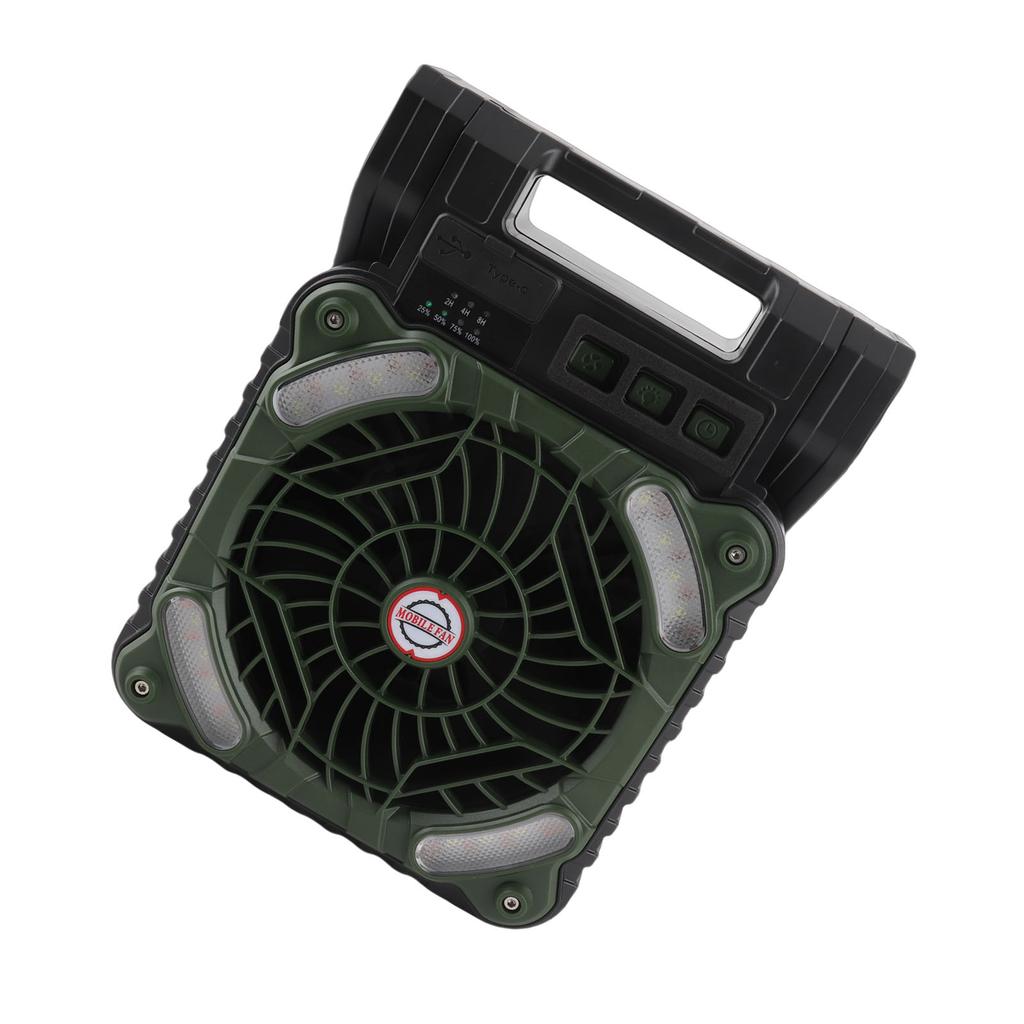 Solar Fan 5200MAH Type C Charging 4 Speed   Brushless Motor 4.5mCelsiuss Low Noise LED Timer Solar Camping Fan for Fishing Outdoor Activities