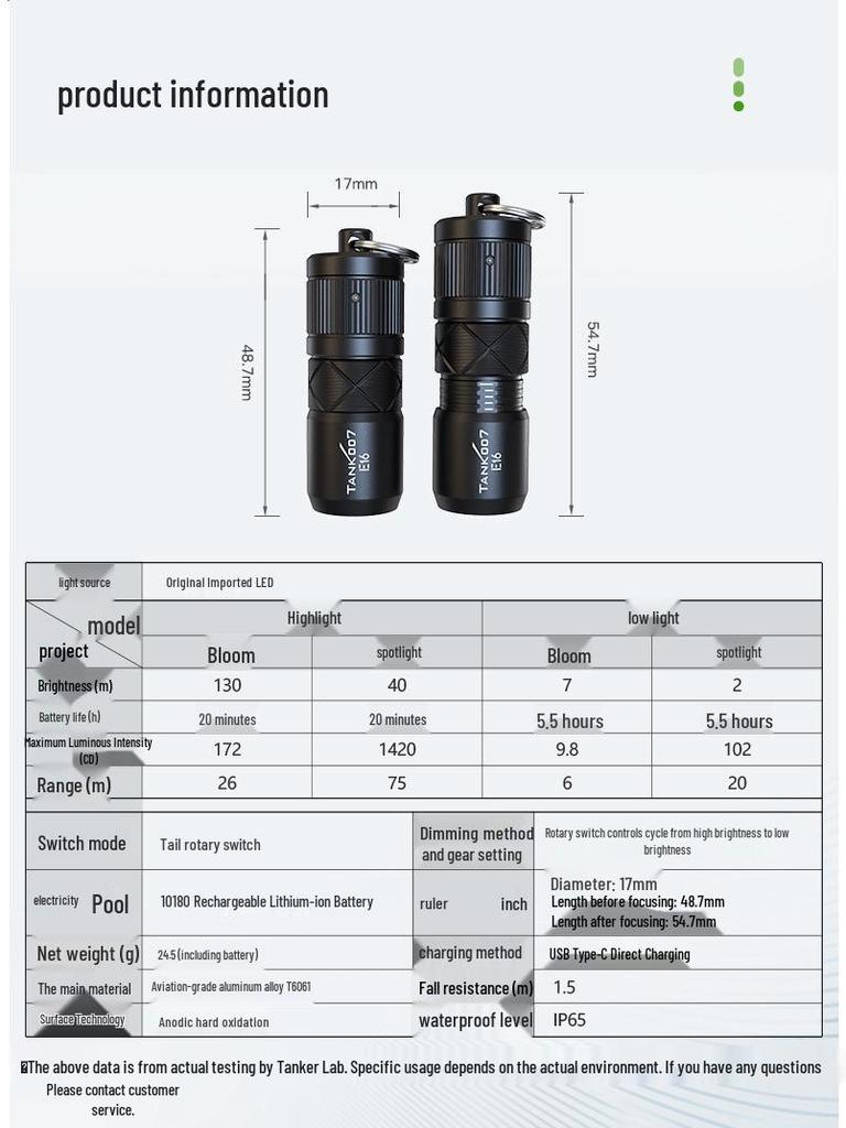 3W Mini Magnetic LED Flashlight, Portable & Zoomable, Outdoor Direct Charging - E16