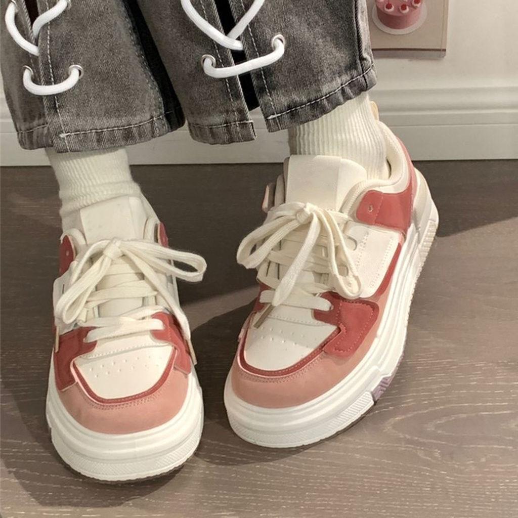 Thick-soled Little White Women's Shoes Spring and Autumn Red Casual Sports Shoes Versatile Board Shoes