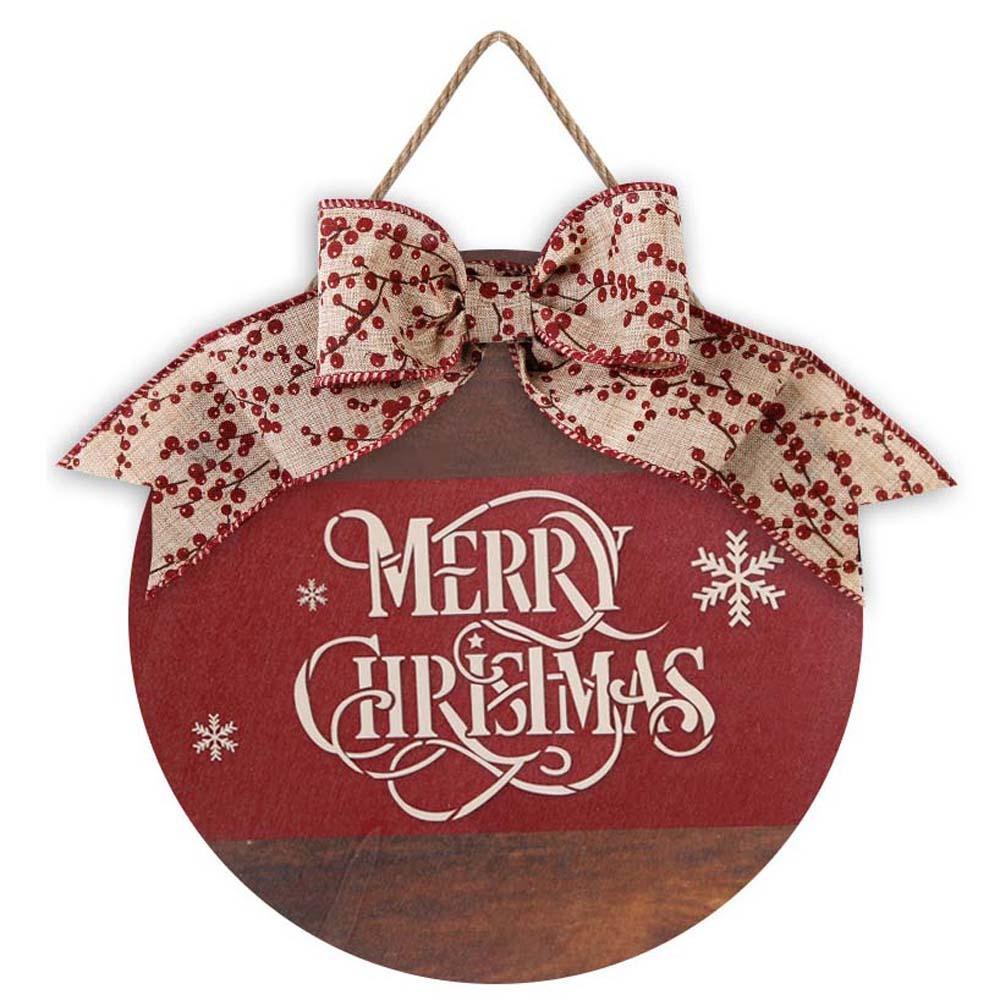 Bow Wooden Christmas Pendant Elk Christmas Door Decoration Shop Door Hanging Ornaments  Bar