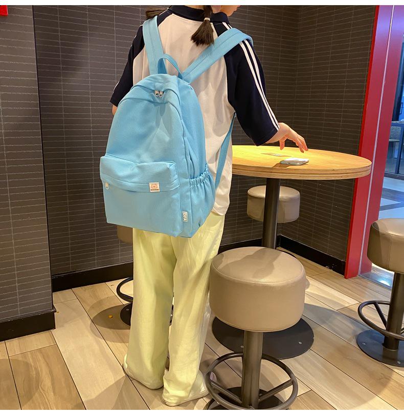 Japanese-Style Cute Solid Color Backpack for Girls and Women, Korean Version, Large Capacity for Middle and High School Students