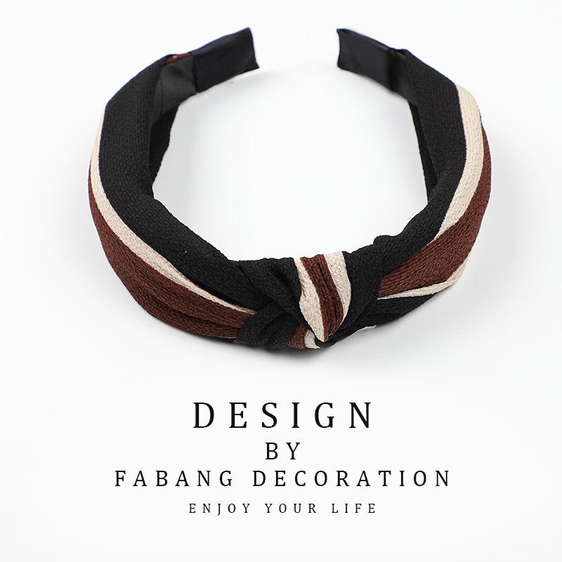Korean Style Women's Striped Criss-Cross Bow Headband for Yoga & Face Washing