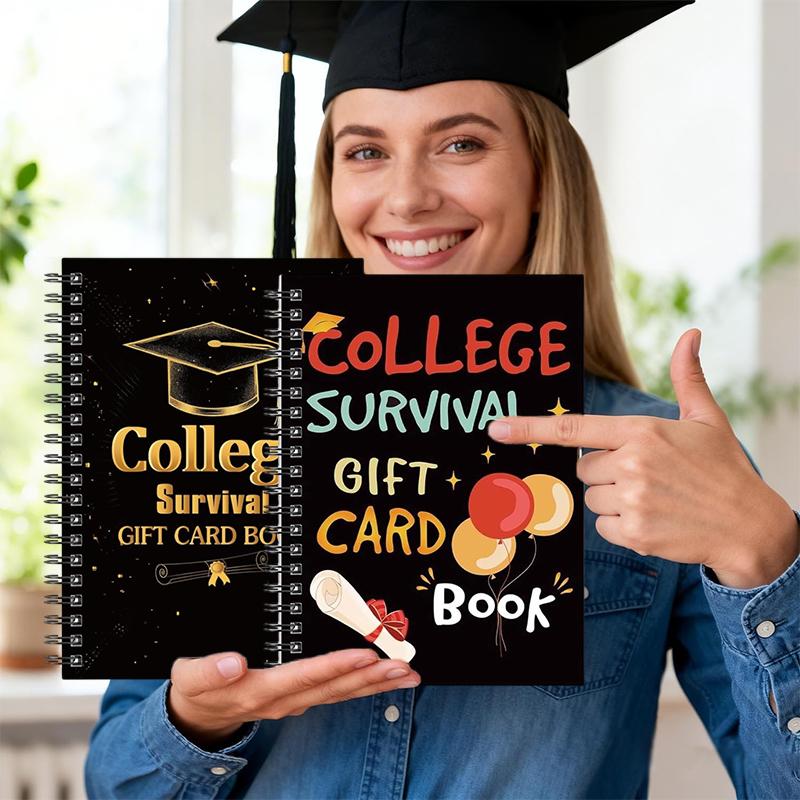 College Gift Card Book Graduation Gift Card Book College Survival Booklet Organizer School Birthday Care Package Cash Holder